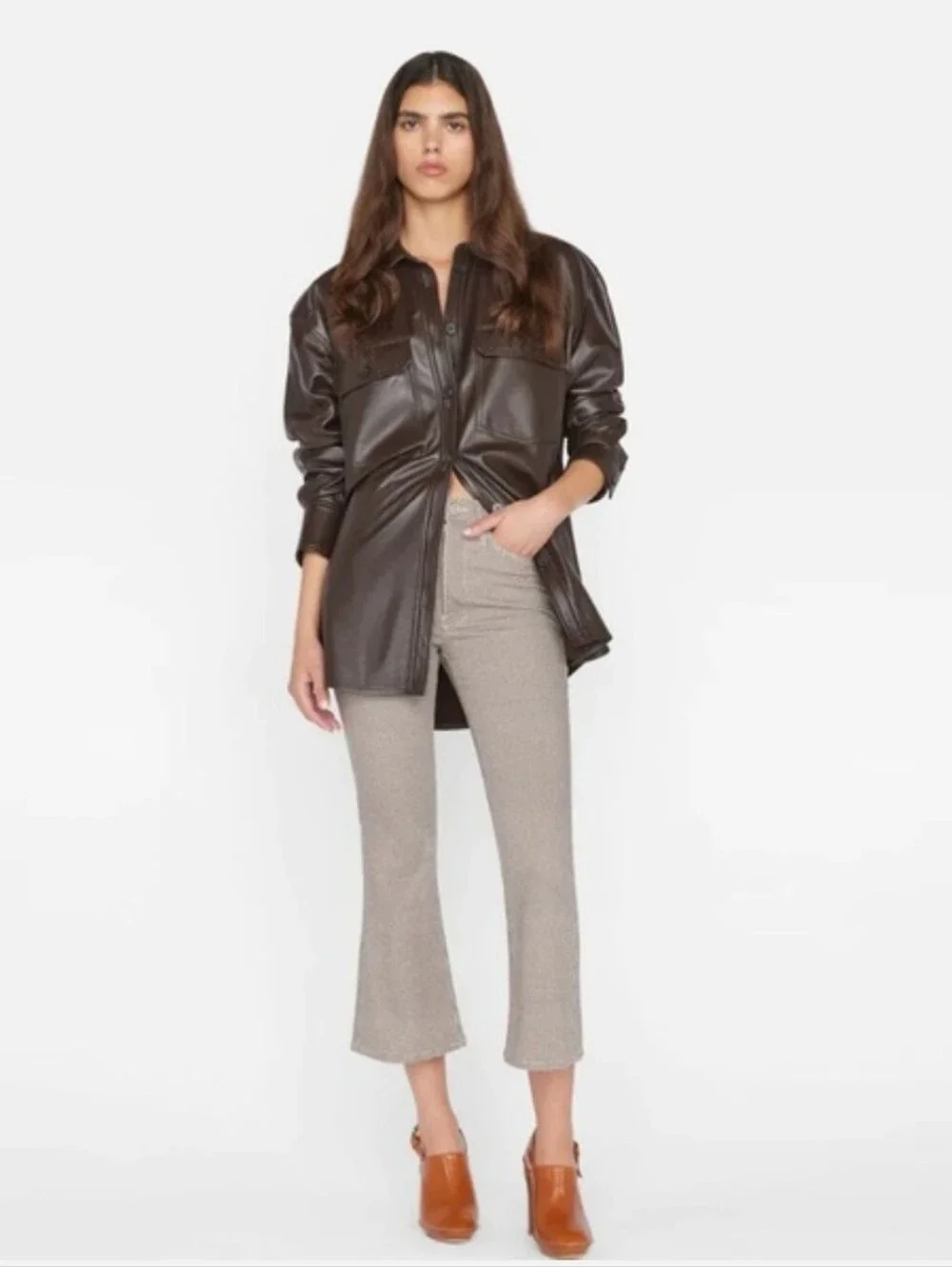 Frame Denim High-Rise Le Crop Flare Jeans Houndstooth Womens 25 Boho